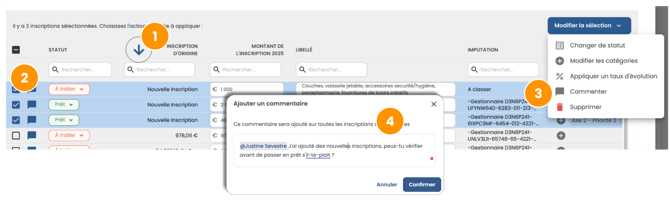 Actions Groupées - commentaires