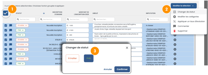 Actions Groupées - statut-1
