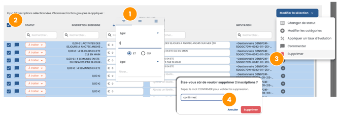 Actions Groupées - supprimer